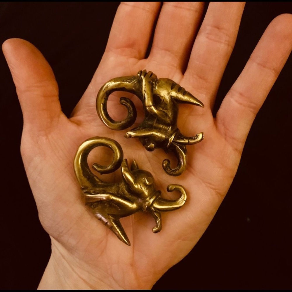 Solid Brass Ear Weights Earrings - Picture 5 of 5